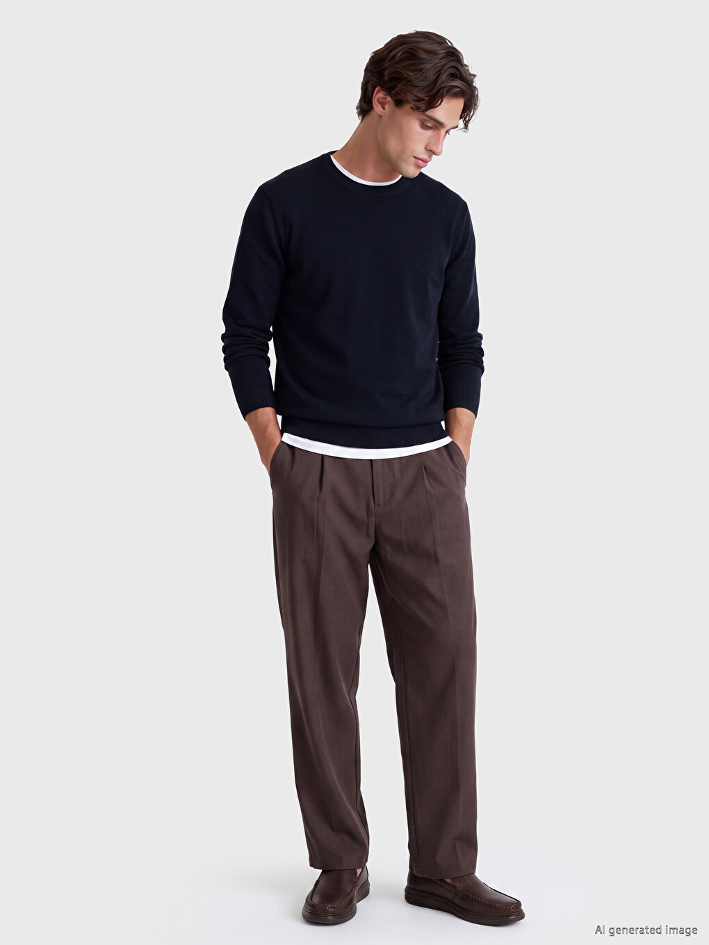 Pull-over En Tricot À Col Rond Pour Homme-1
