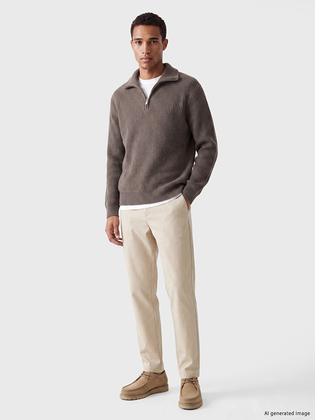 Half Zippered Men's Knitwear Sweater-1