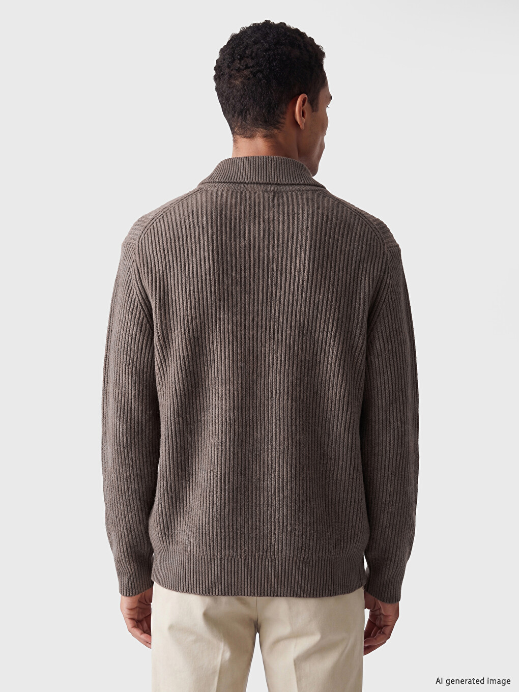 Half Zippered Men's Knitwear Sweater-3