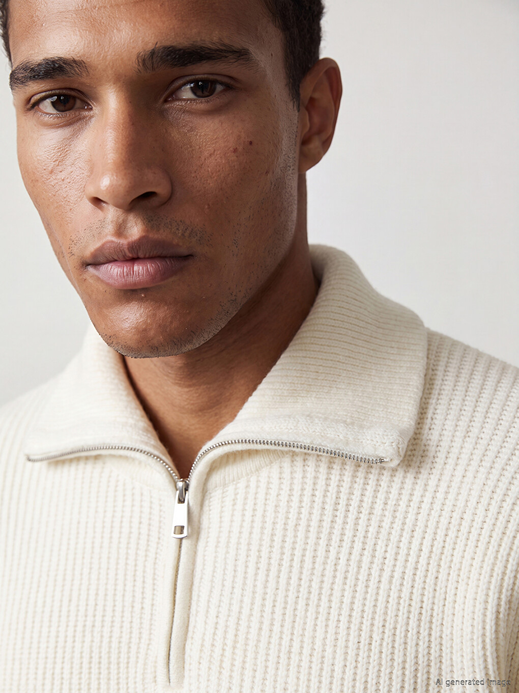 Half Zippered Men's Knitwear Sweater-2