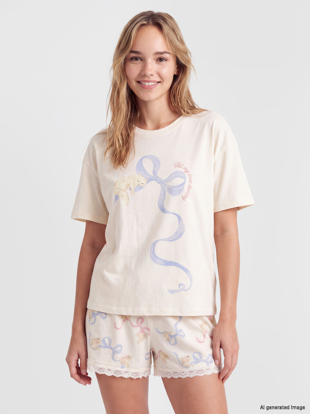 Printed Women's Shortie Pyjamas Set-1