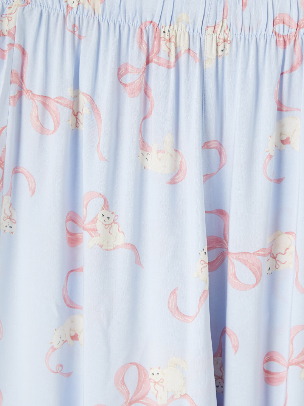 Mavi Gömlek Yaka Desenli Kadın Pijama Takımı-10