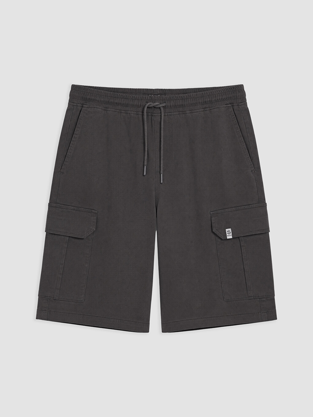 Antrasit Regular Fit Gabardin Erkek Kargo Şort-4