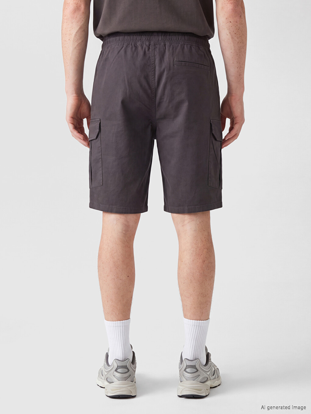 Antrasit Regular Fit Gabardin Erkek Kargo Şort-3