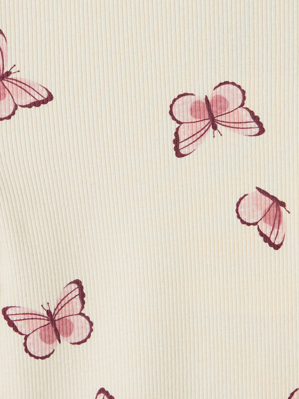 Crew Neck Butterfly Printed Ruffled Girls' T-shirt-2