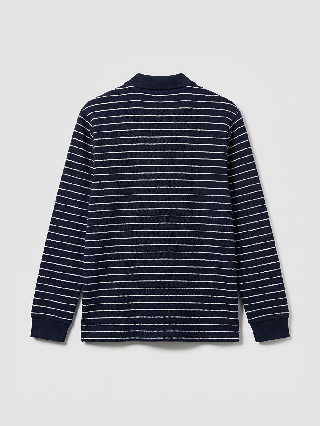 Lacivert Polo Yaka Çizgili Erkek Sweatshirt-5