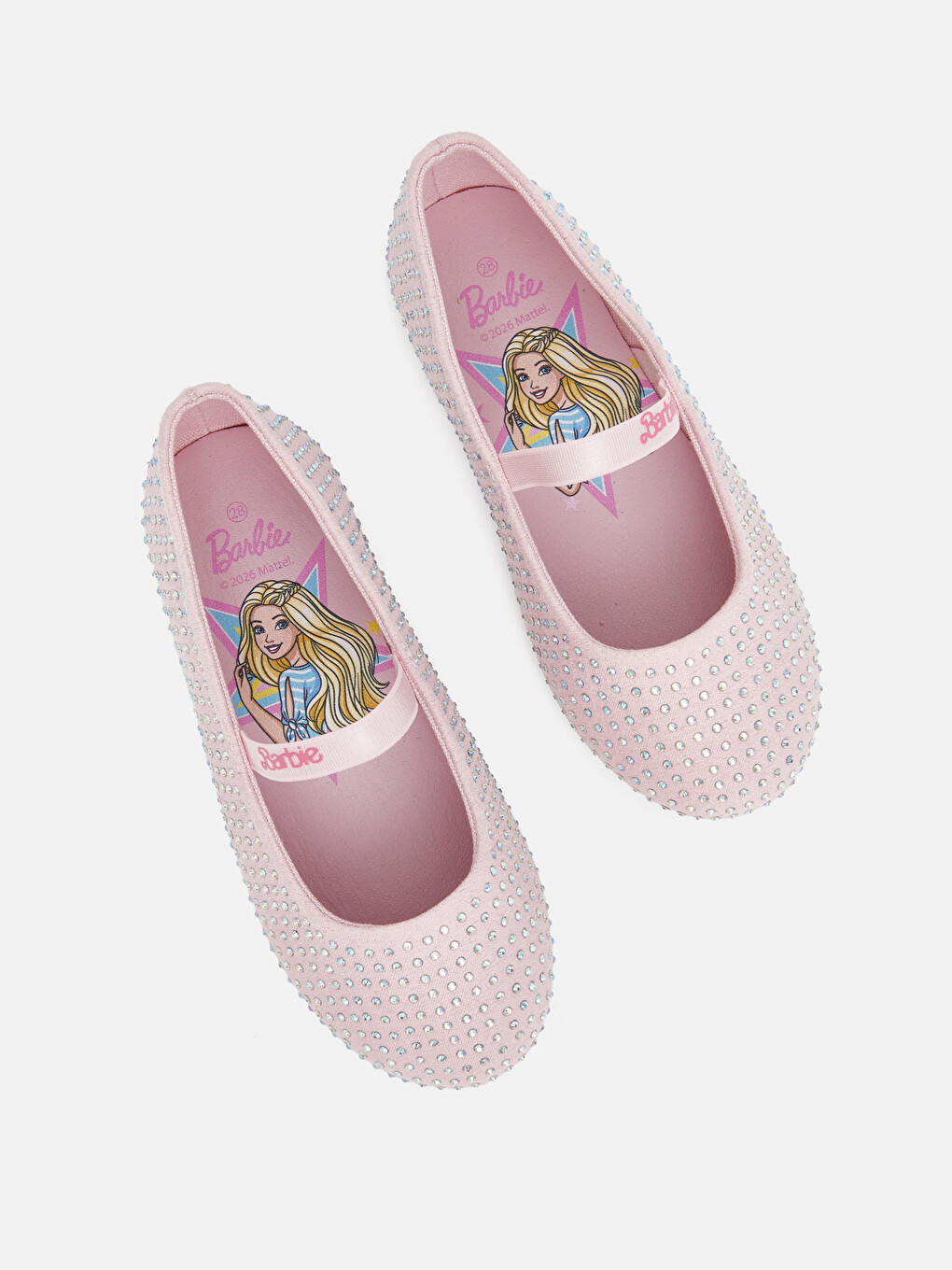 Barbie Printed Rhinestone Embellished Girls' Ballet Flats-2