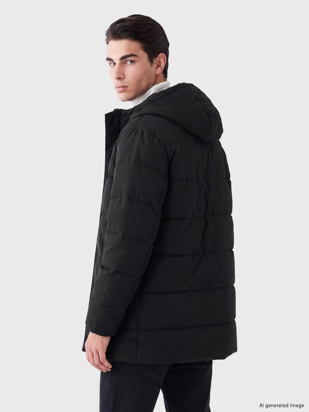 Regular Fit Hooded Men's Puffer Coat-2