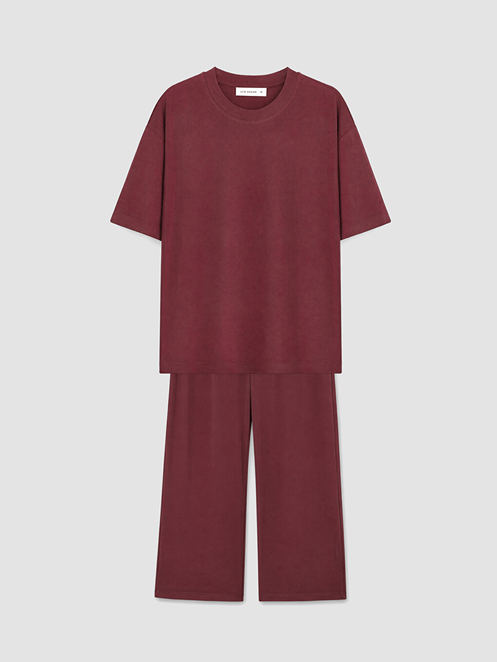 Bordo Bisiklet Yaka Kadın Pijama Takımı-4