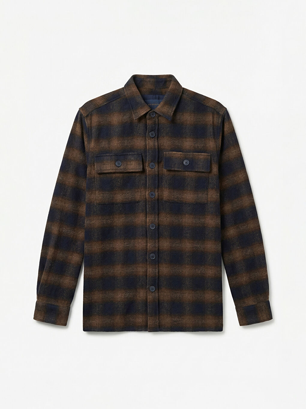 Kahverengi Rahat Kalıp Ekose Erkek Gömlek Ceket