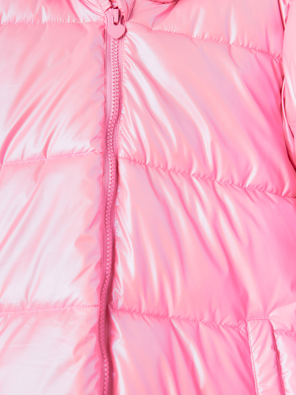 Pembe Kapüşonlu Kız Çocuk Şişme Mont-2