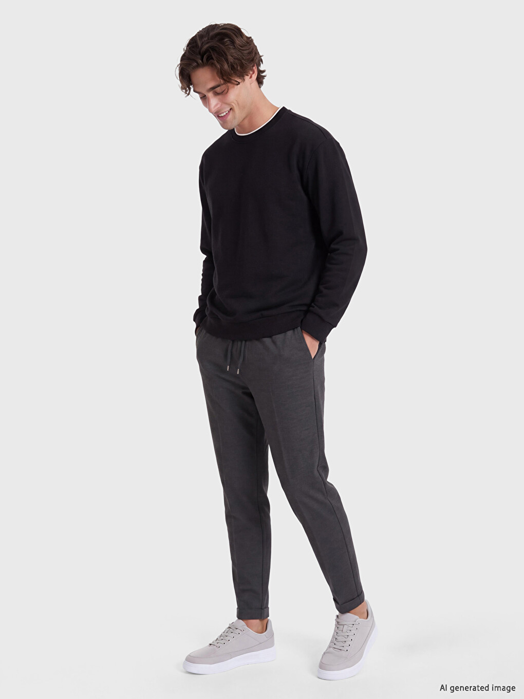 Bisiklet Yaka Erkek Sweatshirt-1