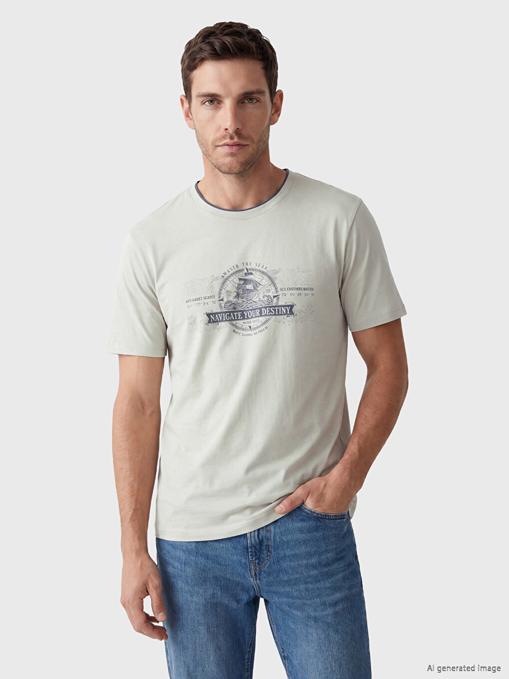 Crew Neck Printed Men's T-shirt