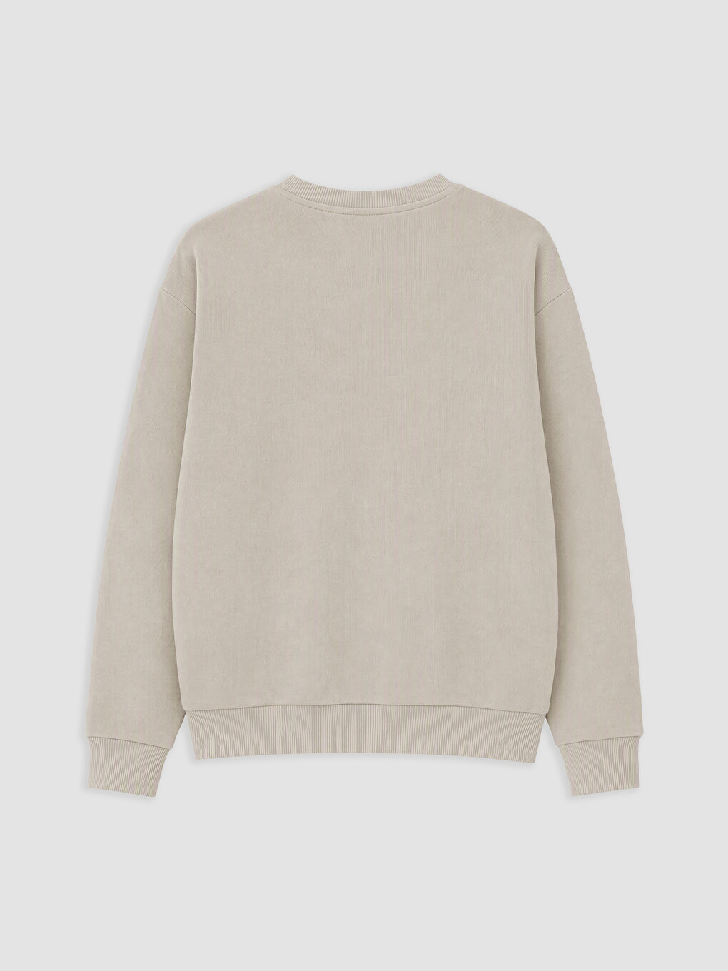 Bej Bisiklet Yaka Erkek Sweatshirt-1