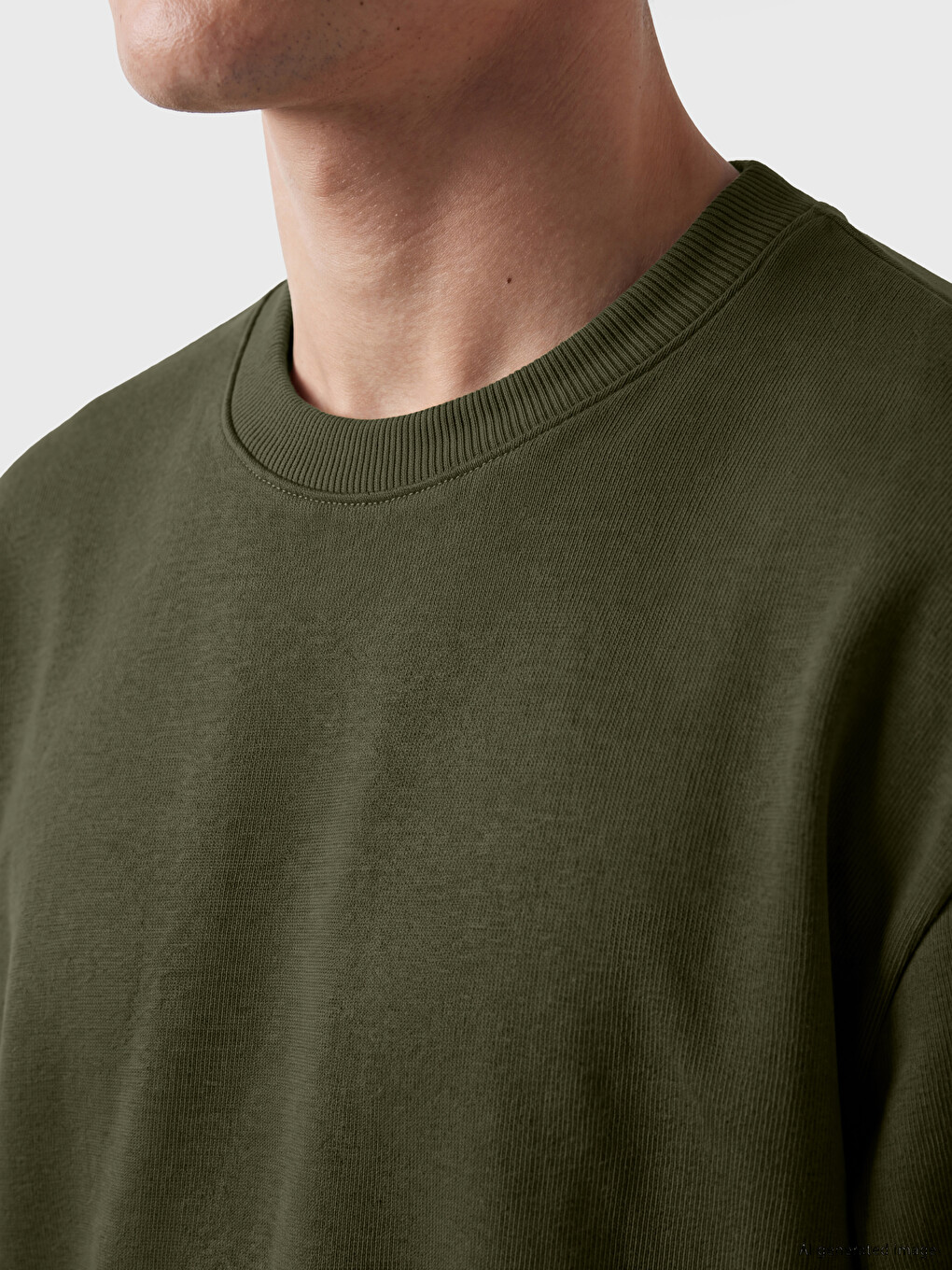 Haki Bisiklet Yaka Erkek Sweatshirt-2
