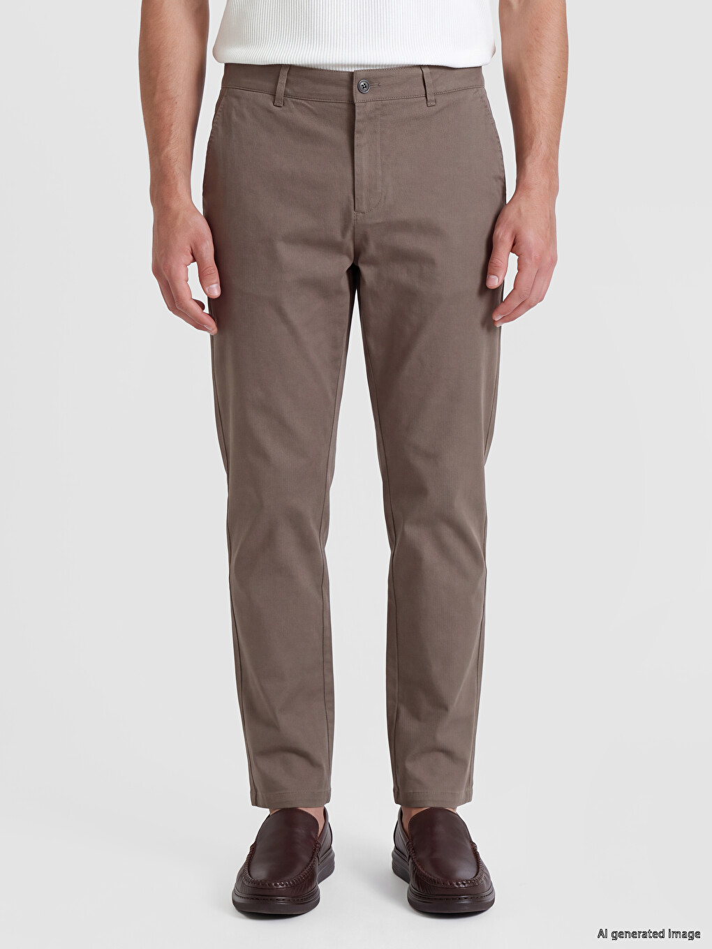 Pantaloni Slim Fit Gabardină Bărbați-1