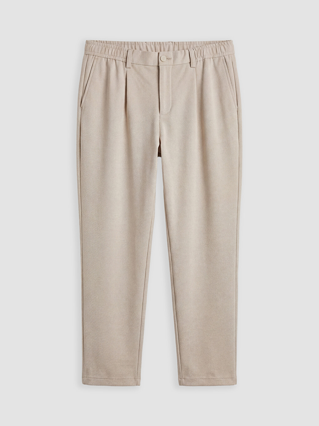Elastic Waist Slim Fit Men's Pleated Trousers-4