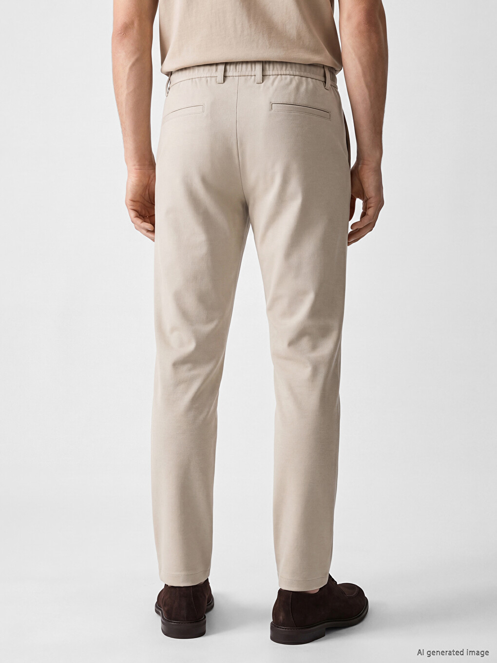 Elastic Waist Slim Fit Men's Pleated Trousers-3