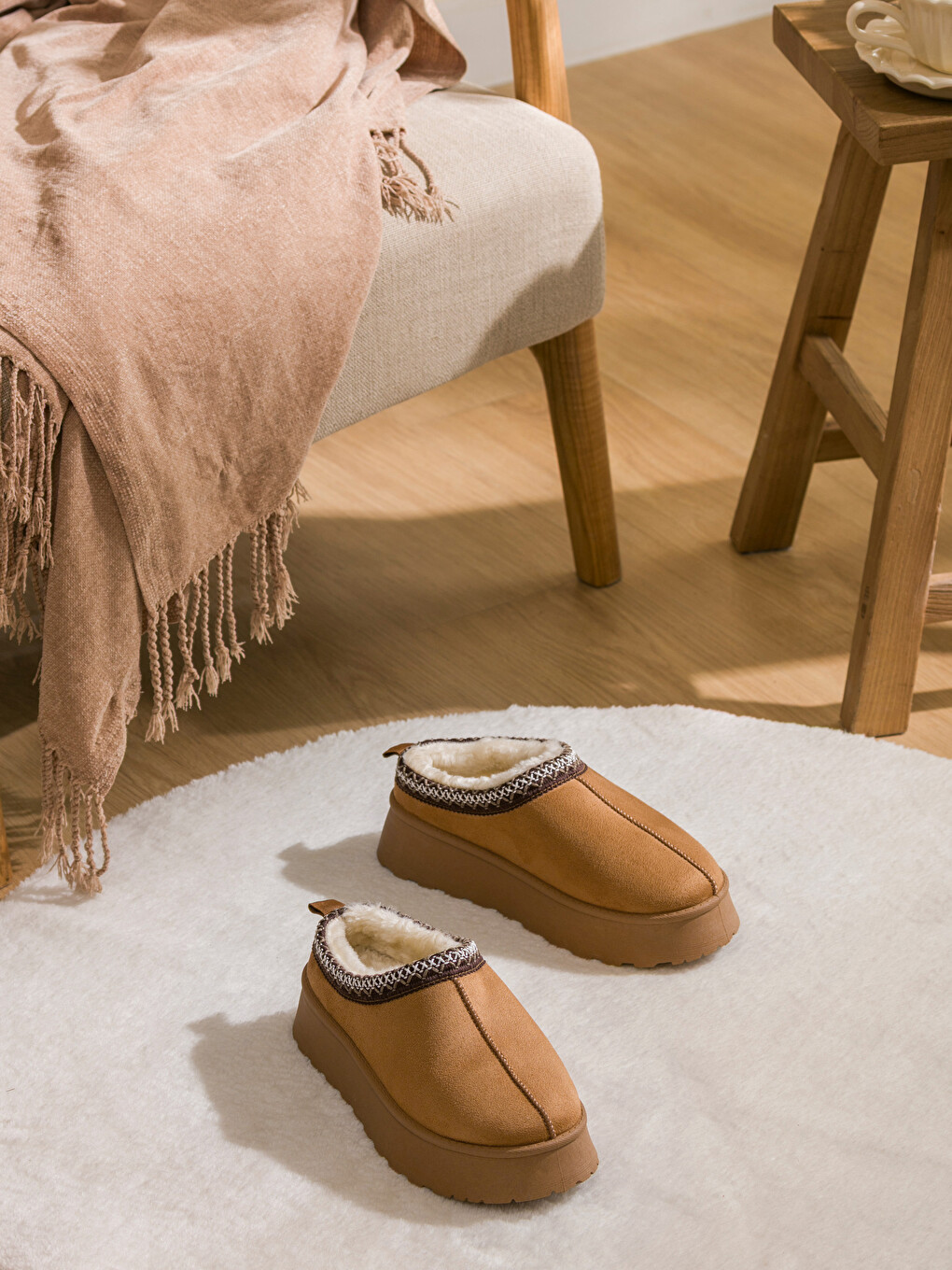 Woman Beige Slipper Boots-1