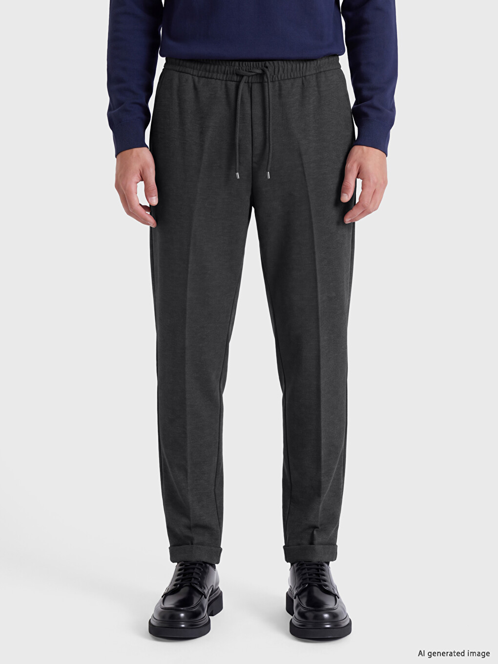 Antrasit Standart Kalıp Gabardin Erkek Pantolon-1