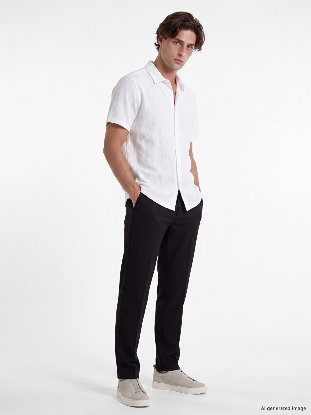 Regular Fit Crinkle Fabric Men's Shirt-1