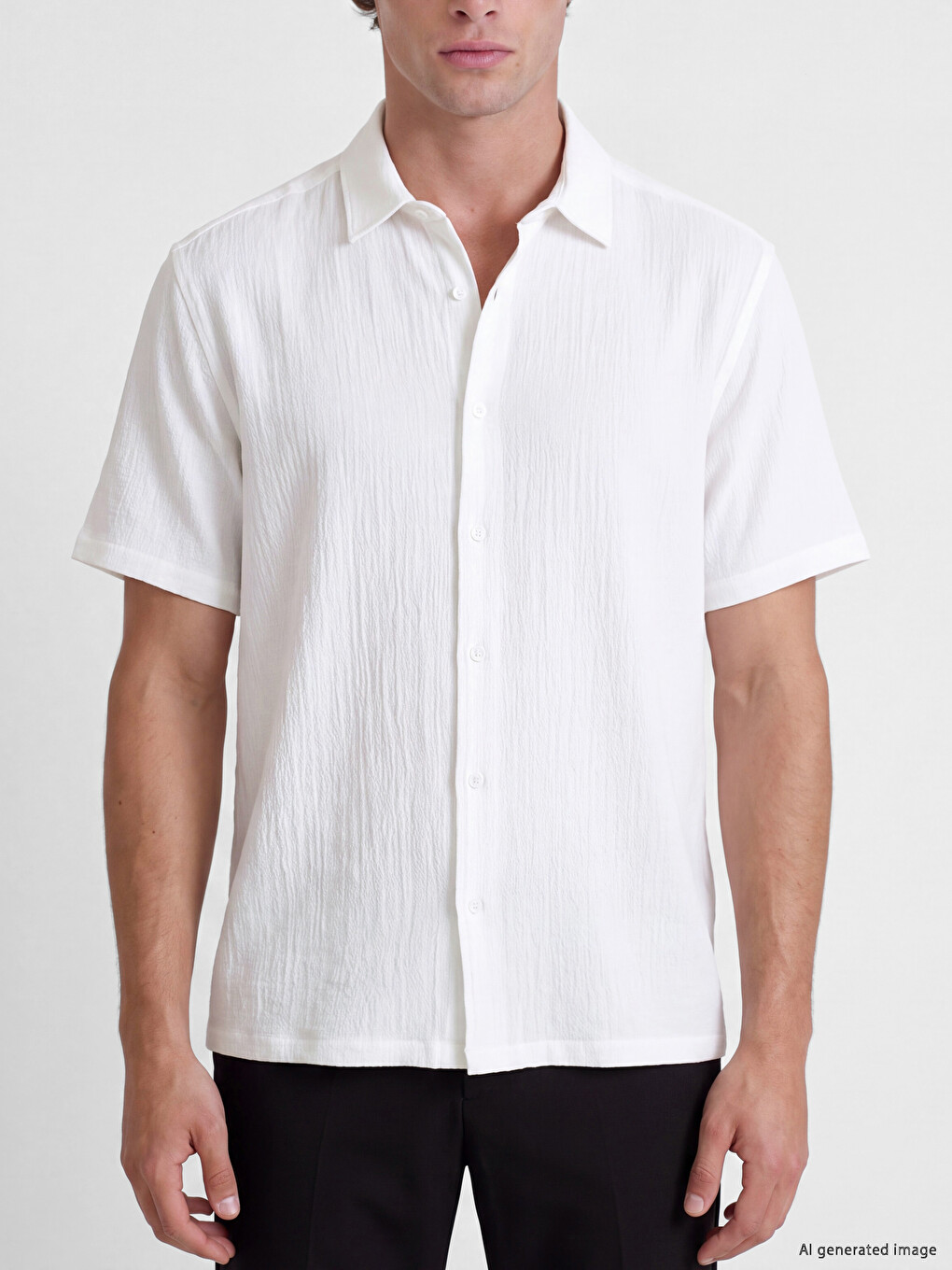 Regular Fit Crinkle Fabric Men's Shirt-2