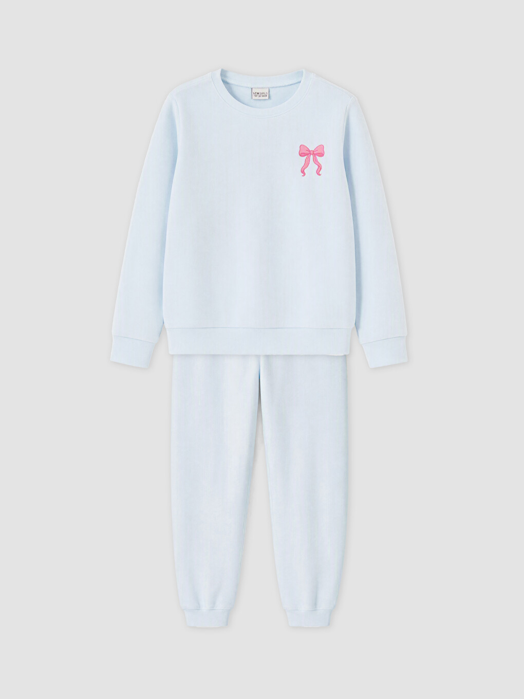 Mavi Nakışlı Kız Çocuk Polar Pijama Takımı