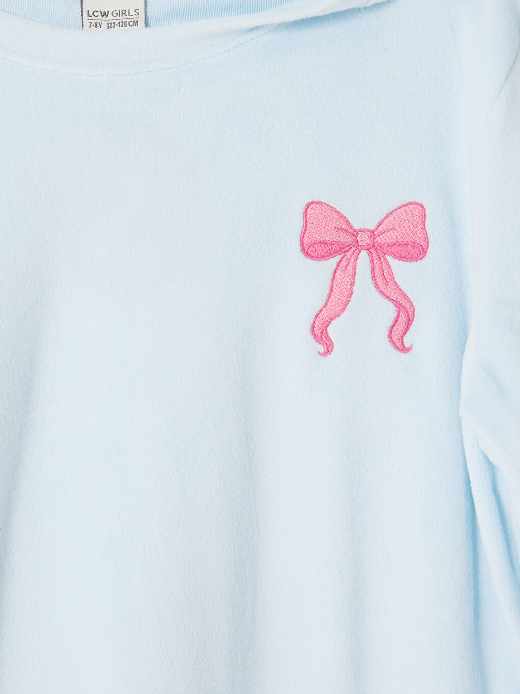 Mavi Nakışlı Kız Çocuk Polar Pijama Takımı-2