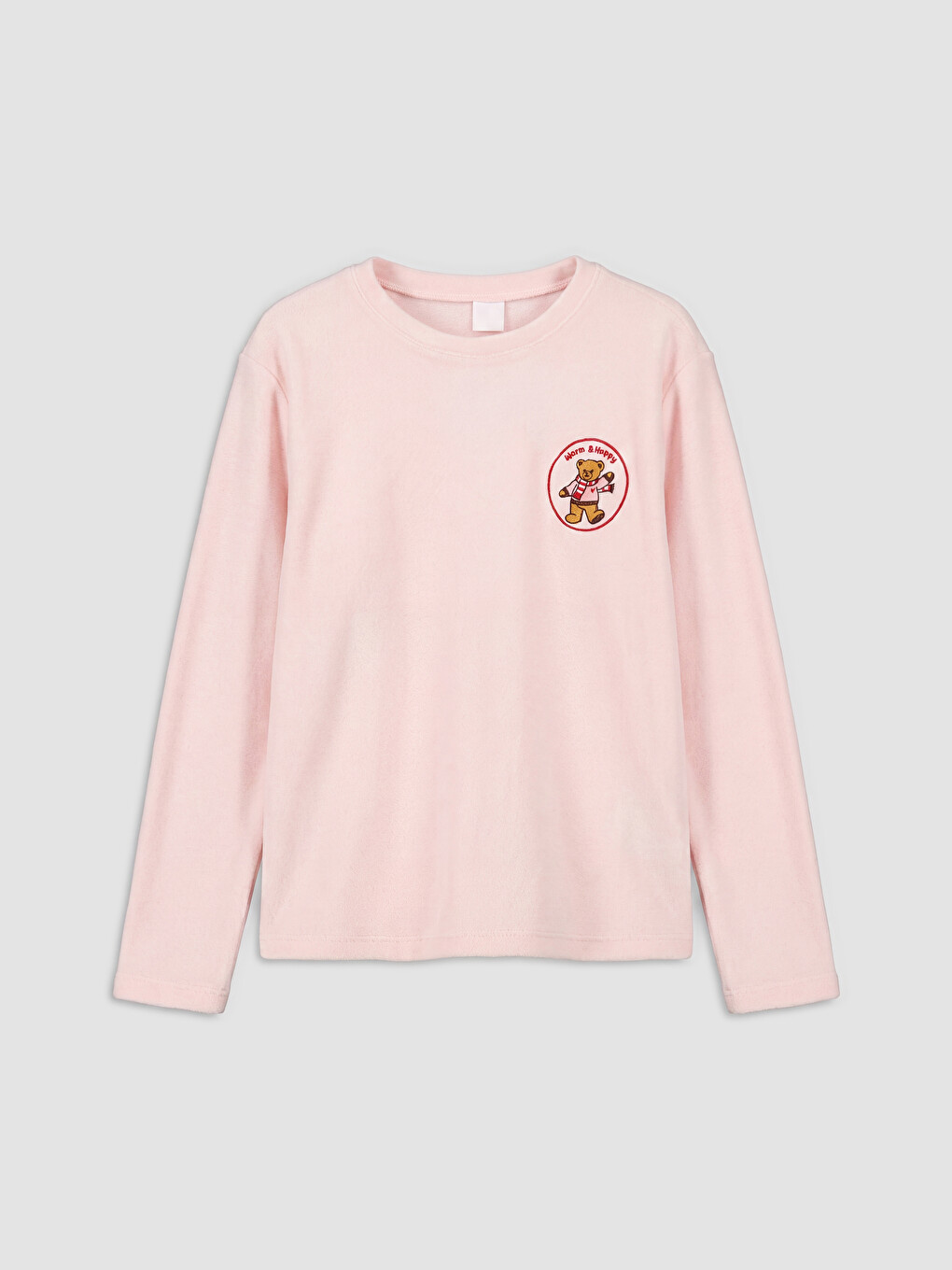 Pembe Kız Çocuk Kadife Pijama Takım-1