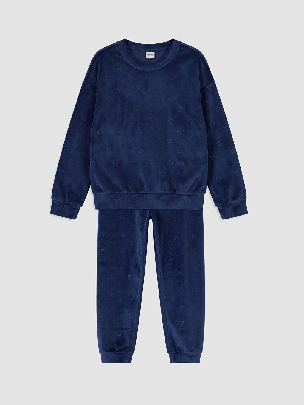 Crew Neck Girls' Velvet Pyjamas Set