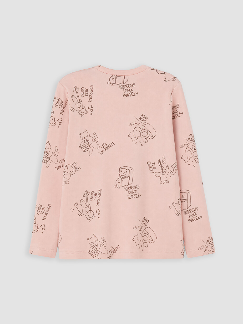 Pembe Bisiklet Yaka Kız Çocuk Pijama Takım-3