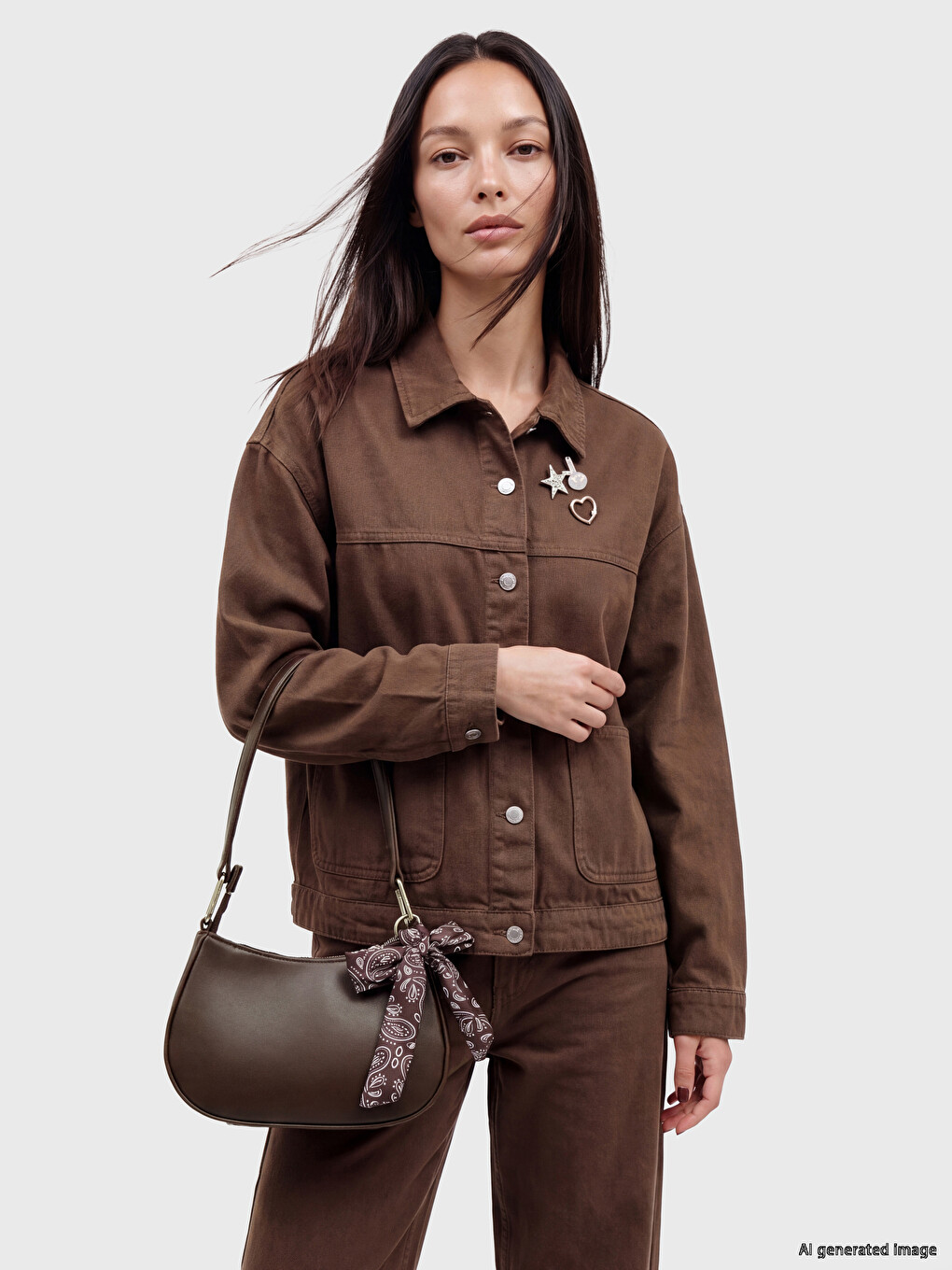 Scarf Accessory Faux Leather Women's Shoulder Bag