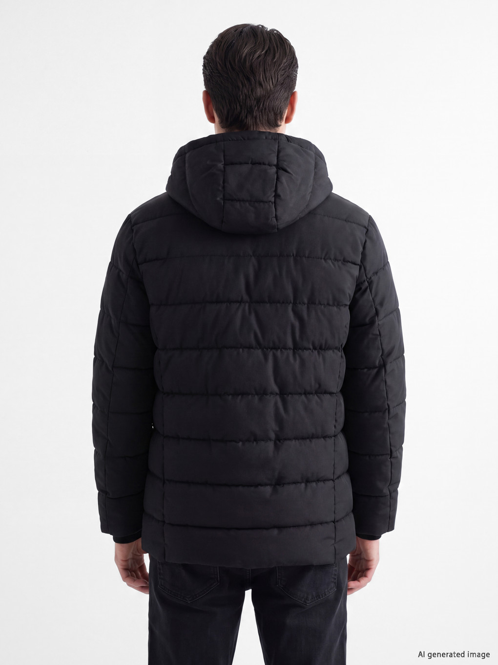 Siyah Regular Fit Kapüşonlu Erkek Mont-2