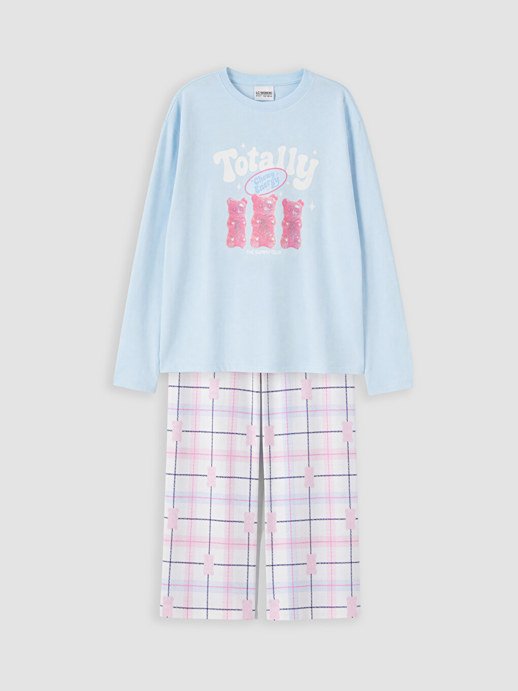 Mavi Bisiklet Yaka Kız Çocuk Pijama Takım