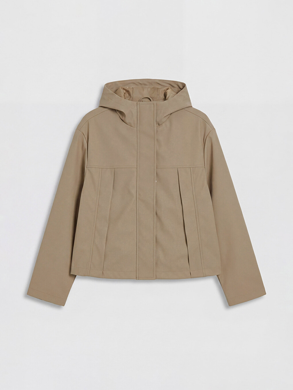 Haki Kapüşonlu Oversize Kadın Yağmurluk-5