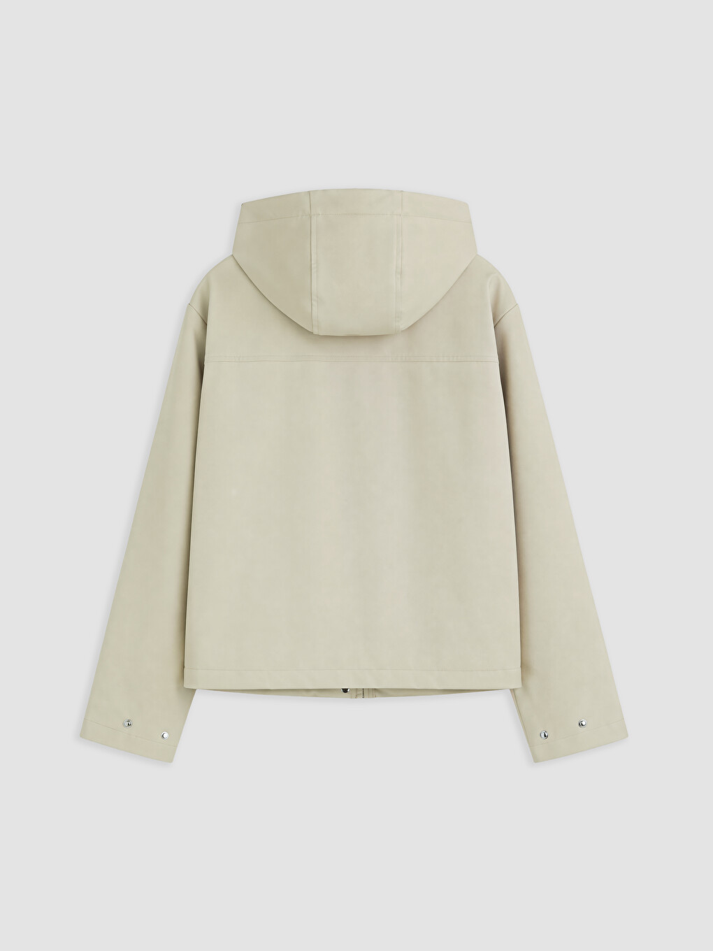 Bej Kapüşonlu Oversize Kadın Yağmurluk-6