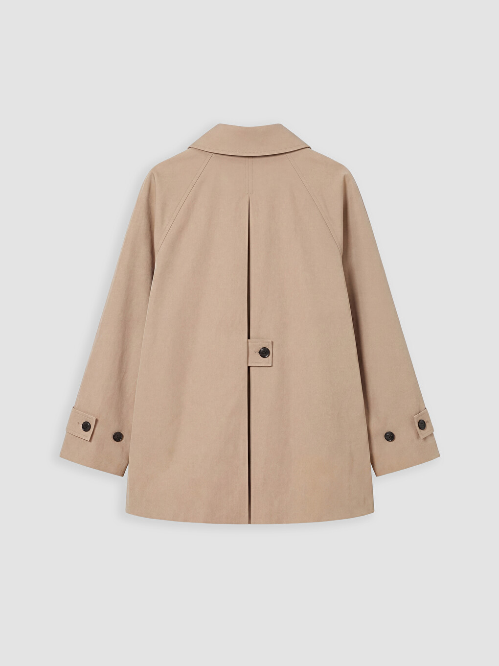 Bej Gömlek Yaka Oversize Kadın Trençkot-6