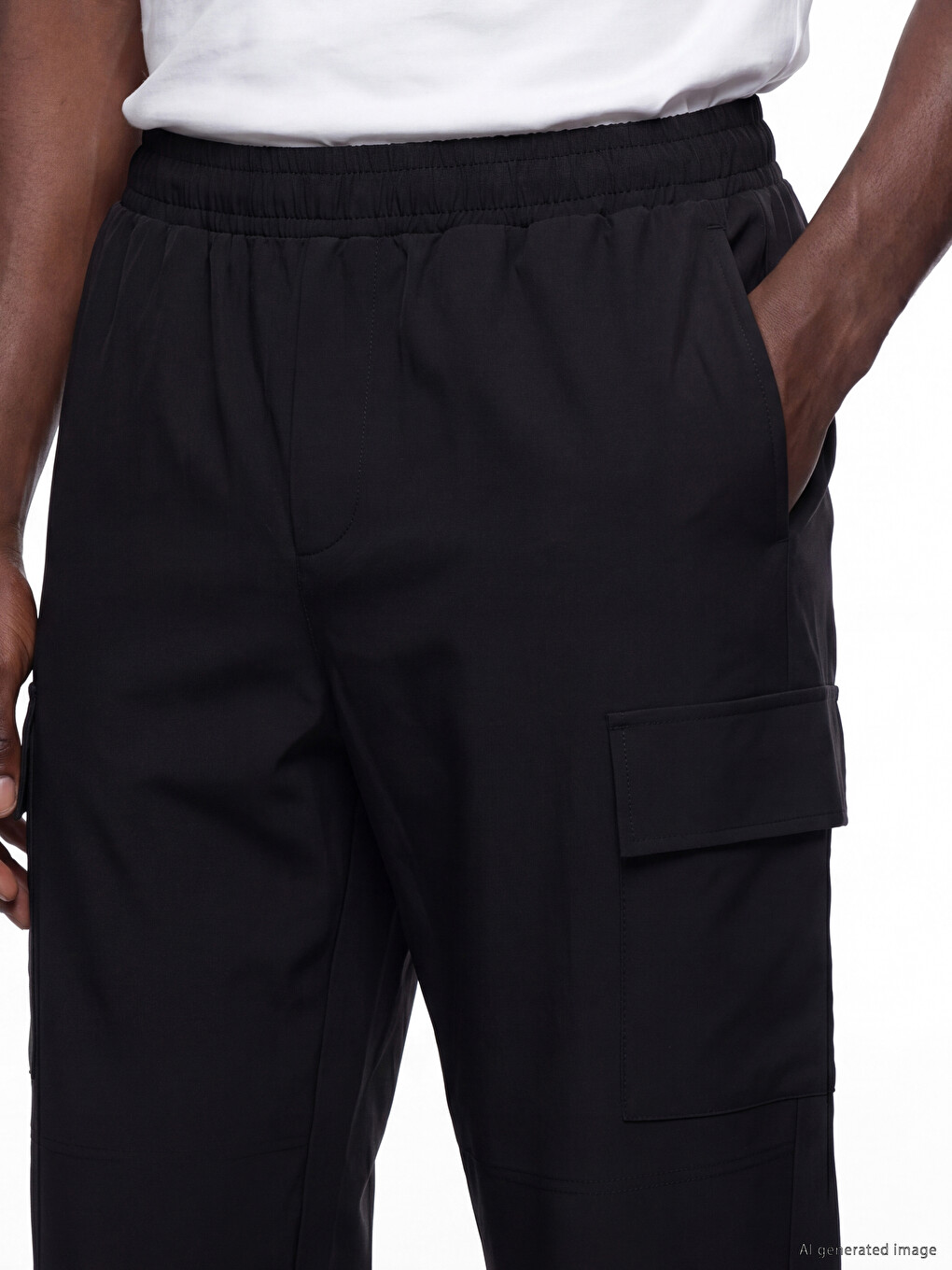 Siyah Loose Fit Erkek Kargo Eşofman Altı-2