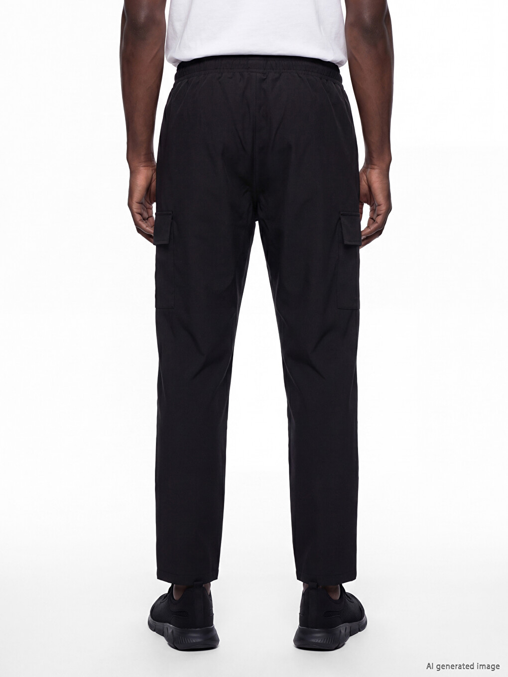 Siyah Loose Fit Erkek Kargo Eşofman Altı-3
