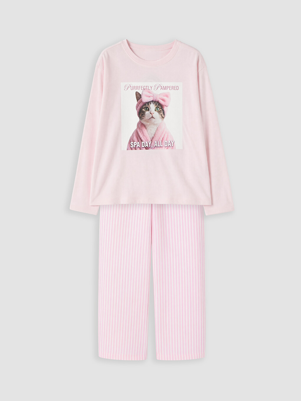 Pembe Baskılı Kız Çocuk Pijama Takımı