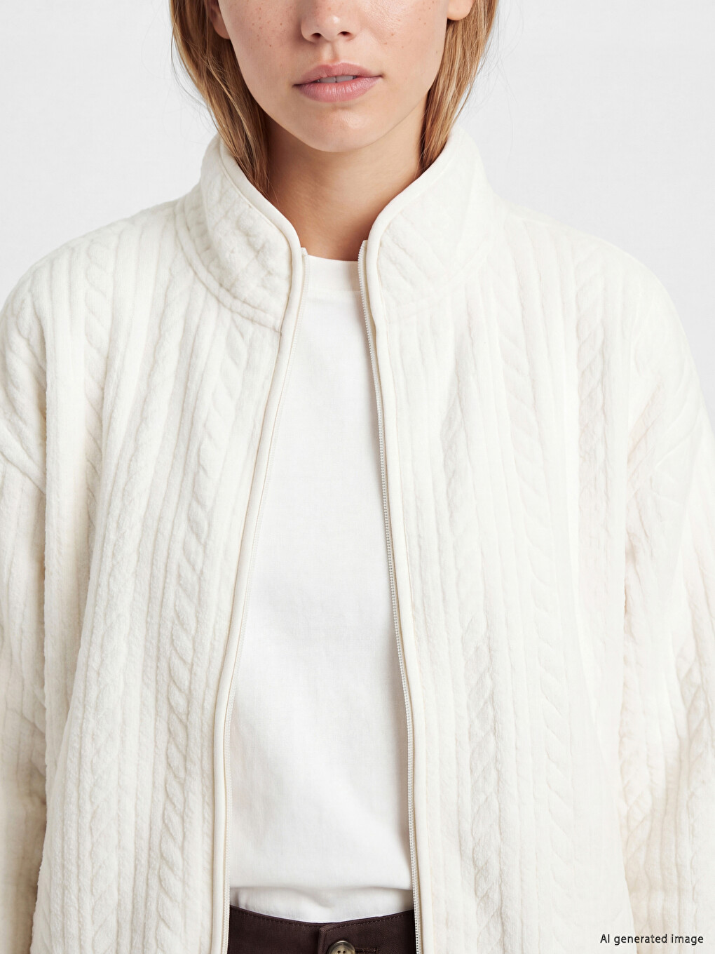 Baseball Collar Patterned Women's Plush Pyjamas Top-2