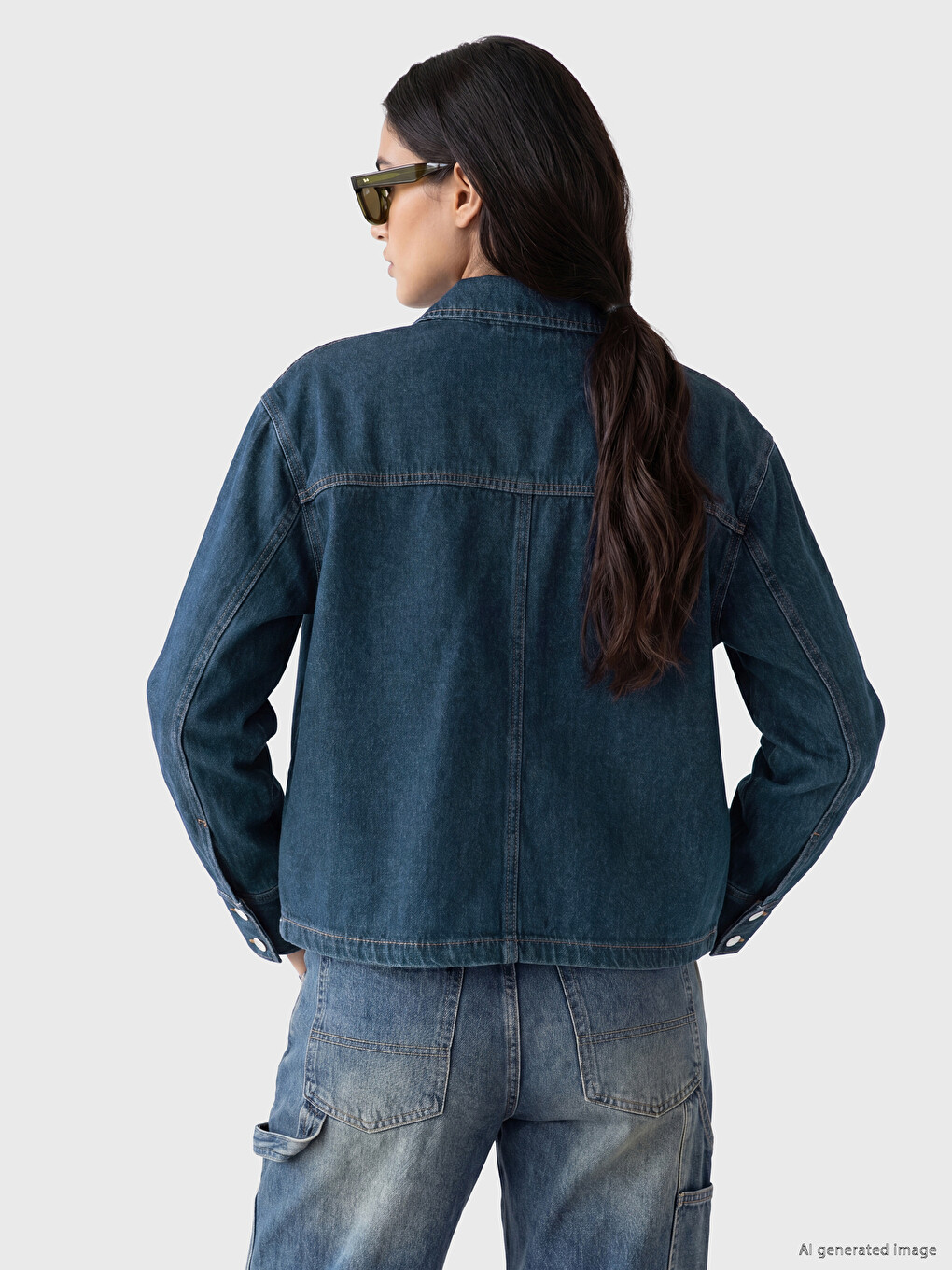 Shirt Collar Women's Jean Jacket-2