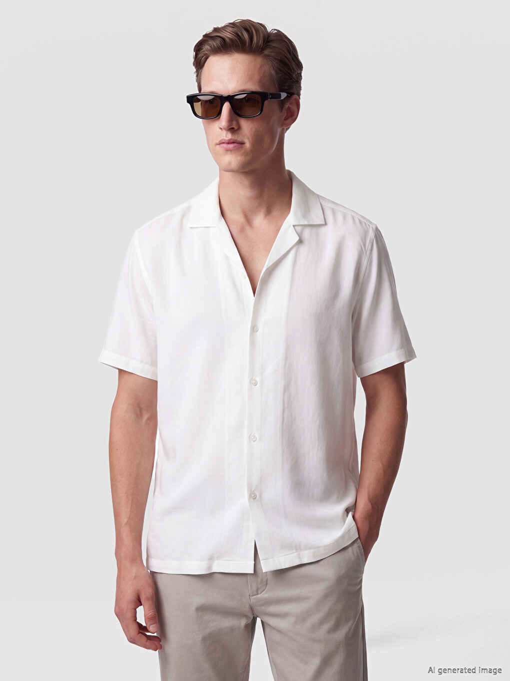Resort Collar Men's Textured Shirt