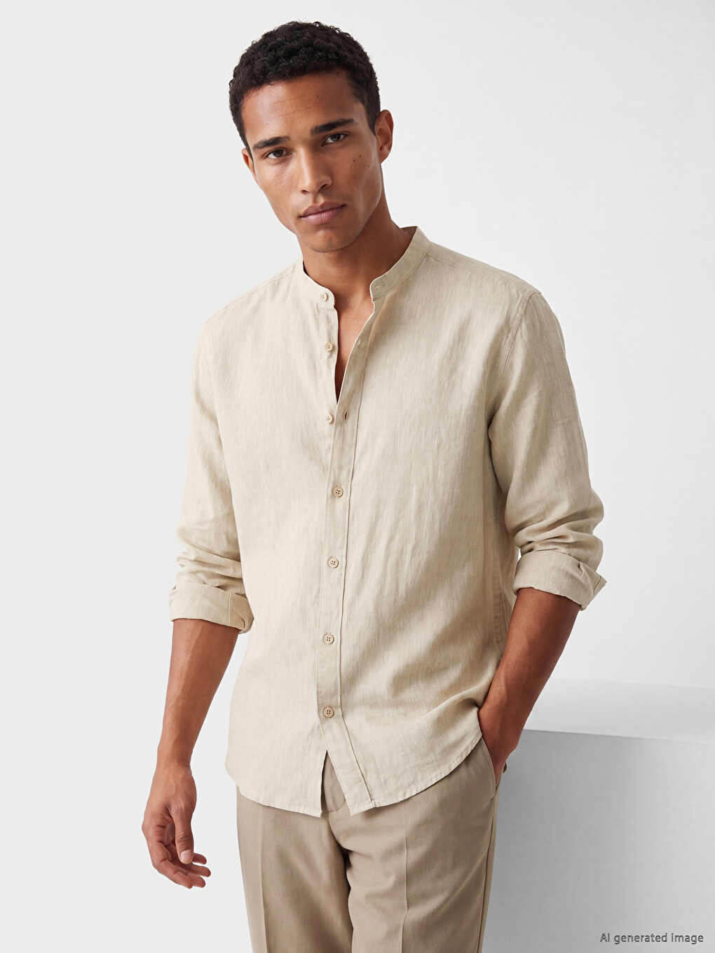 Regular Fit Linen Blend Men's Shirt