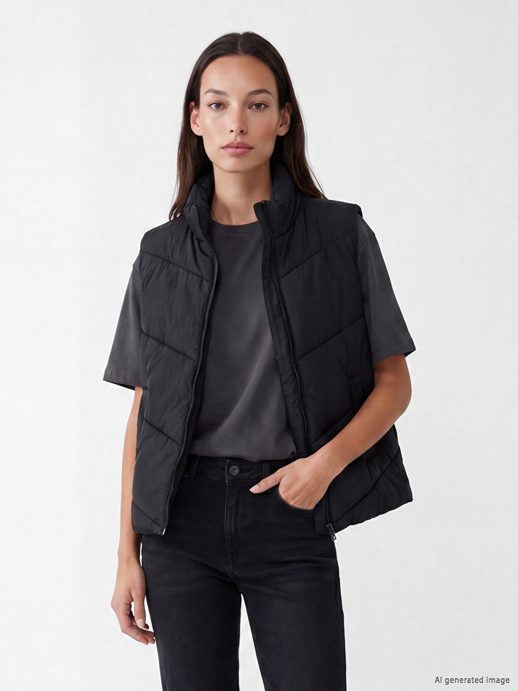 Mock Neck Women's Puffer Gilet
