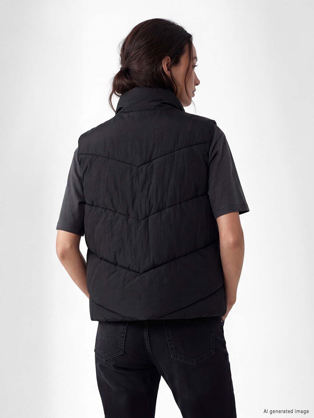 Mock Neck Women's Puffer Gilet-2