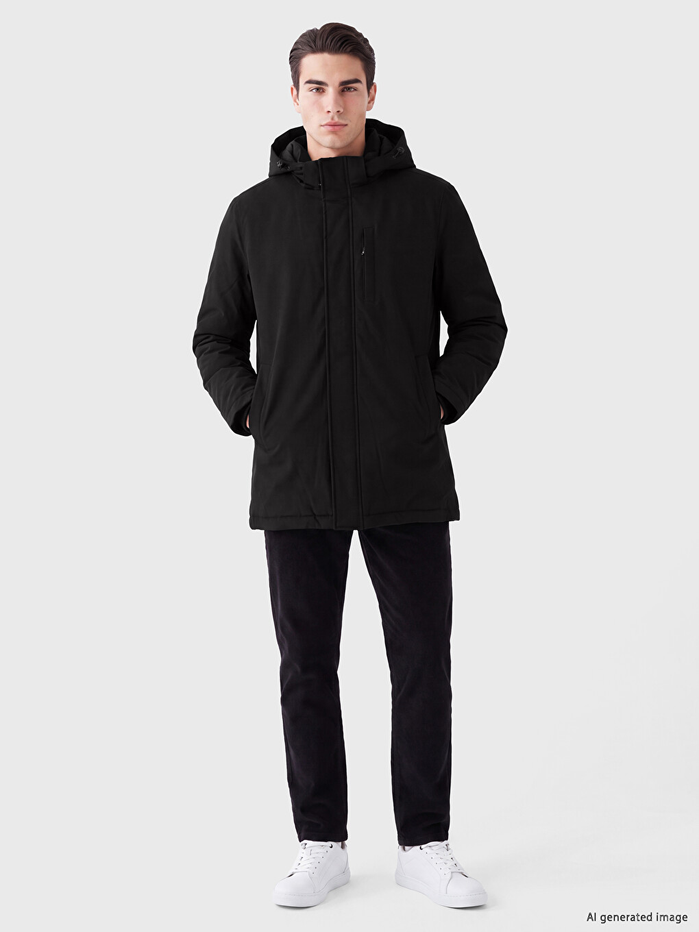 Regular Fit Hooded Men's Puffer Coat-1