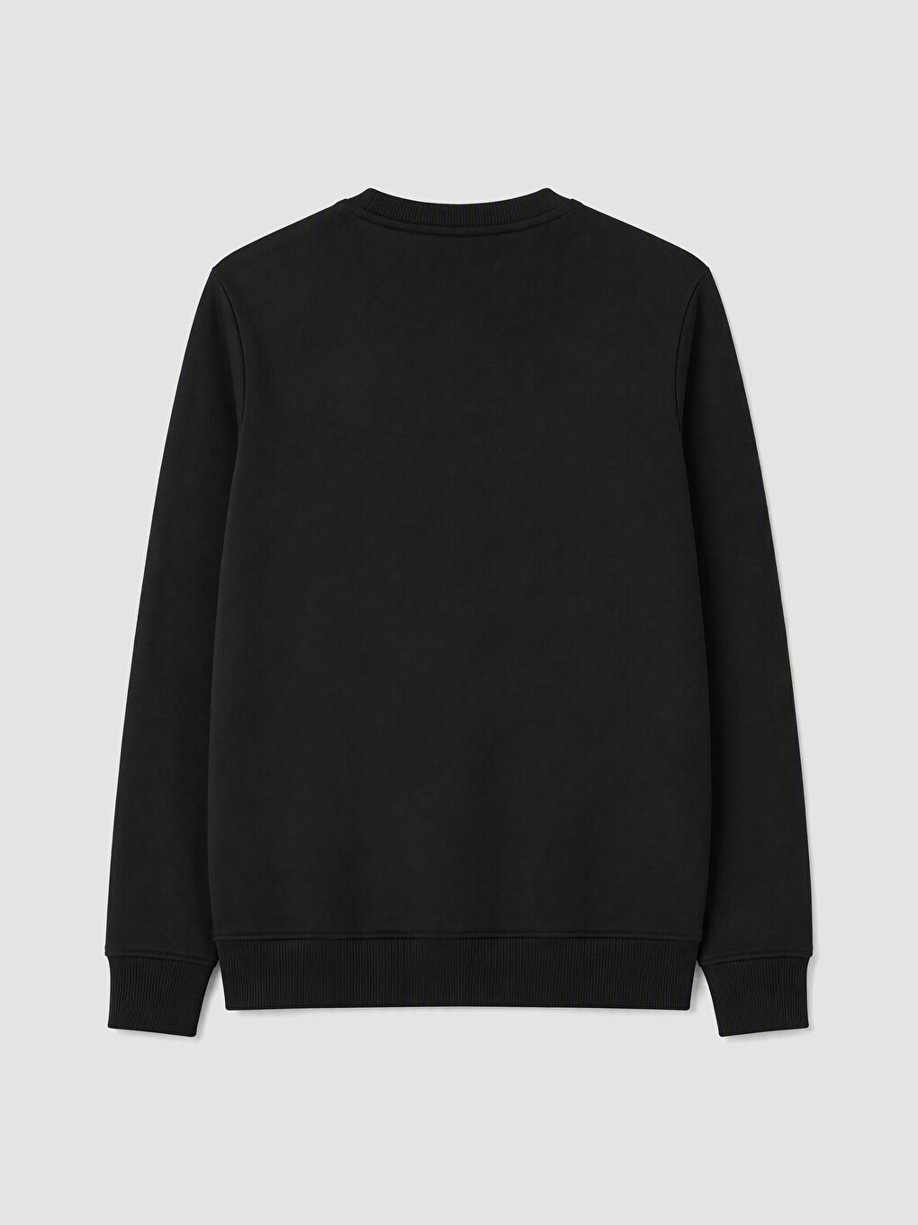Siyah Bisiklet Yaka Baskılı Erkek Sweatshirt-2