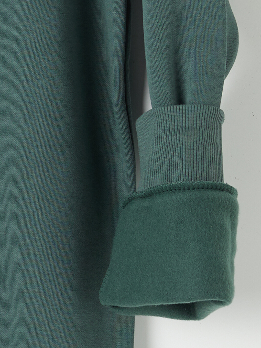 Yeşil Bisiklet Yaka Baskılı Erkek Kalın Sweatshirt-3