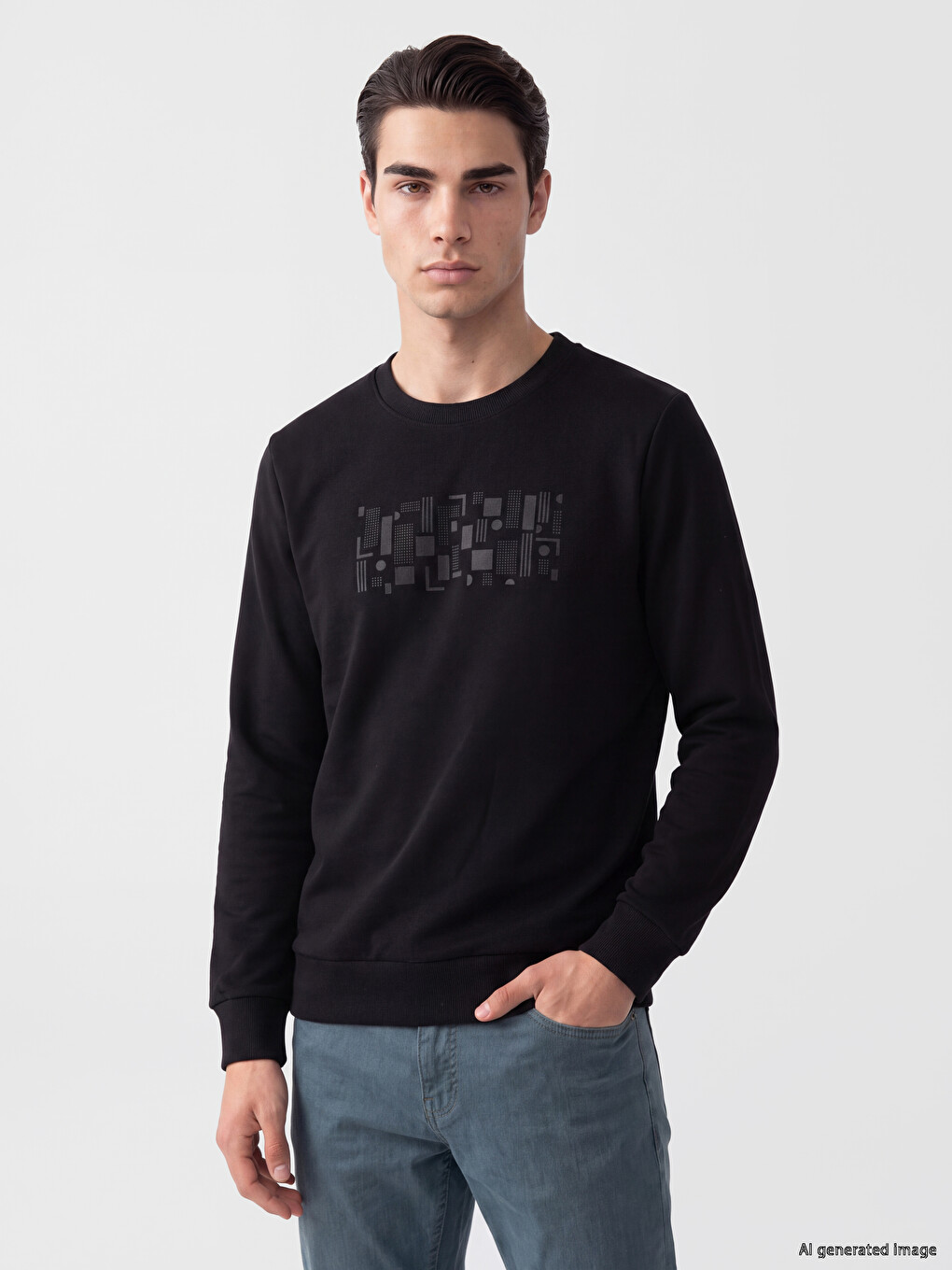 Crew Neck Printed Men's Sweatshirt